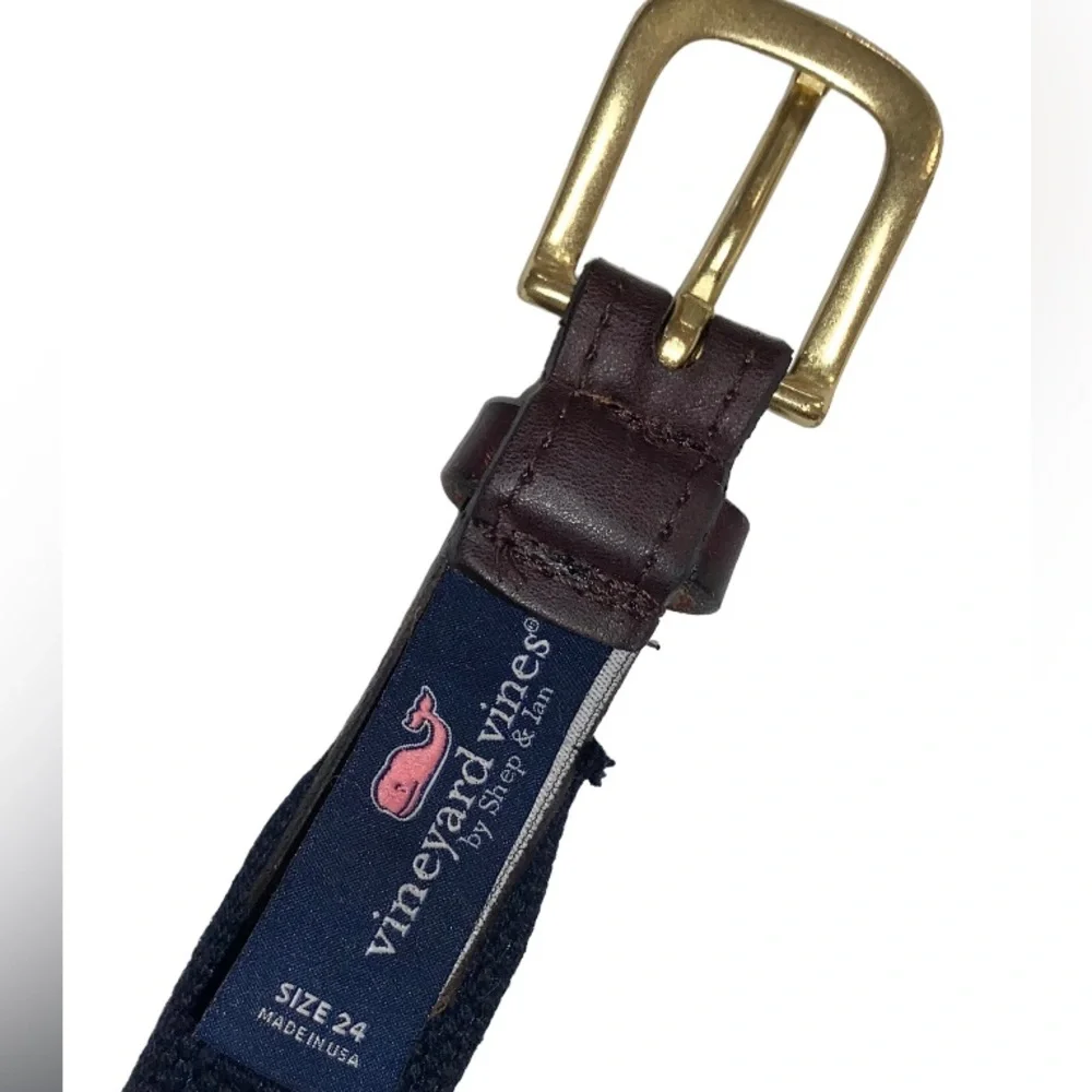 Vineyard Vines Sz 24 red blue leather belt youth boys size 24